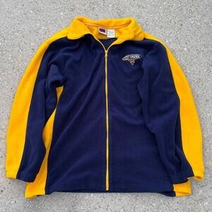 Y2K vintage Iron Knights West Virginia Fleece Jacket Large Full Zip Navy Gold